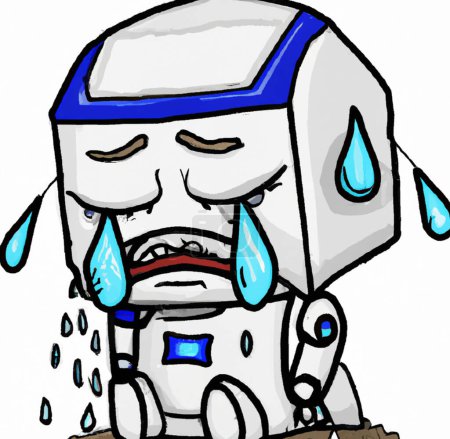 Téléchargez les photos : Illustration crying robot face - en image libre de droit