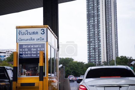 Photo for Bangkok, Thailand, 20 October 2023, highway toll payment point Toll booth for faster travel convenience. - Royalty Free Image