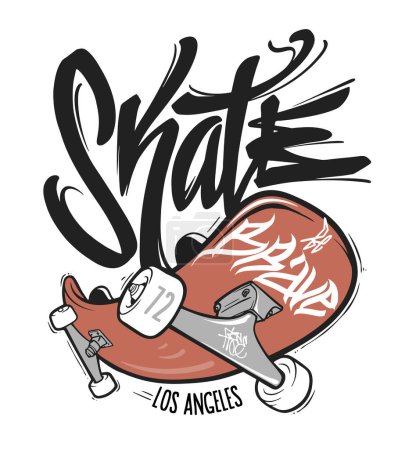 Illustration for Skate board typography, t-shirt graphics, vectors design - Royalty Free Image