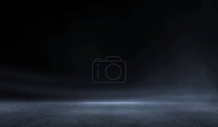 Foto de 3D Representación abstracta oscura noche creativa borrosa asfalto al aire libre sobre fondo negro. - Imagen libre de derechos
