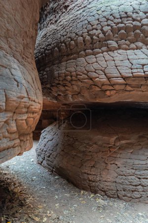 Foto de Naka cueva gigante serpiente escala piedra. en el parque nacional Phu Langka, Buangkan Tailandia. - Imagen libre de derechos