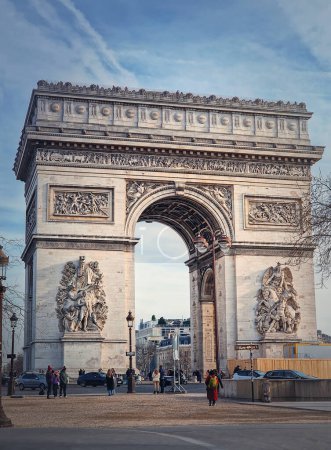 Photo for Triumphal Arch, Paris, France. Arc de Triomphe  historical landmark - Royalty Free Image