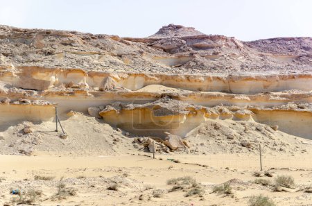 Téléchargez les photos : Bu Salwa Shelf Hills Desert landscape with limestone hillocks in the background, Qatar - en image libre de droit