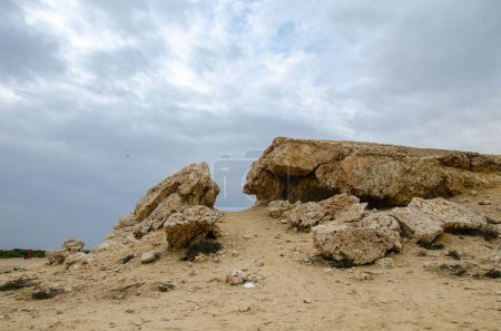 Photo for Limestone hillocks at Purple Island at Al Khor in Qatar - Royalty Free Image