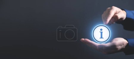 Photo for Male hands holding Information symbol. - Royalty Free Image