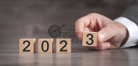 Photo for 2023 Goals on wooden cubes. Success. Goals - Royalty Free Image
