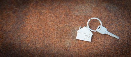 Photo for House keys on dirty metal background. - Royalty Free Image