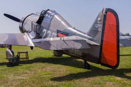 Photo for Hoogeveen, Netherlands JUL 8 2023: World war two vintage Dutch warbird Fokker D.XXI or D.21 - Royalty Free Image