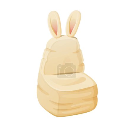 Téléchargez les illustrations : Jolie chaise bébé avec oreilles de lapin. Fauteuil beige sans cadre. - en licence libre de droit