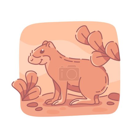 Illustration for Cute cartoon rodent common agouti. Vector illustration. Rodent genus Dasyprocta - Royalty Free Image