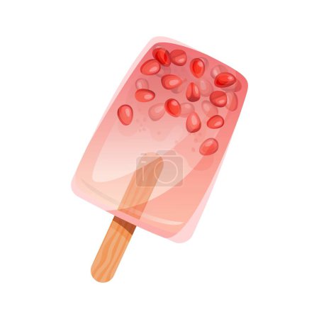 Illustration for Homemade ice cream with pomegranate isolated. Vector illustration. - Royalty Free Image