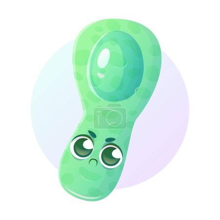Illustration for Cartoon character of the bacterium Clostridium botulinum with an unhappy face on a white background. - Royalty Free Image