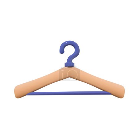 3D Vector Minimalist Wooden Clothes Hanger on White Background.