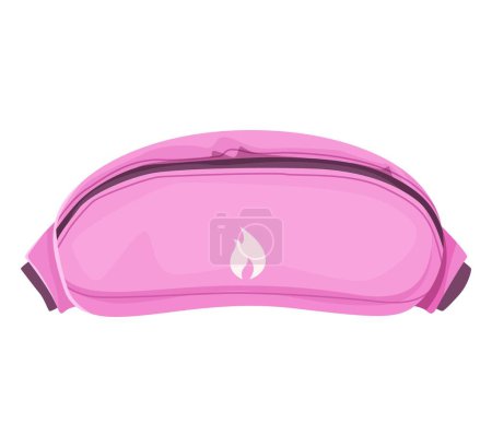 Ilustración de Paquete de cintura rosa con motivo de llama y bolsillo con cremallera aislado. Ilustración digital. Estilo de vida activo y concepto de equipo de seguridad - Imagen libre de derechos