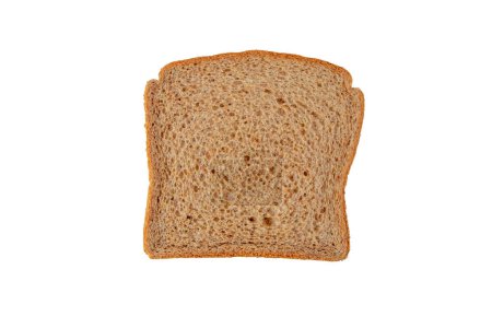 Photo for Slice of whole grain bread rectangular loaf top view isolated on white. Porous bread pul - Royalty Free Image