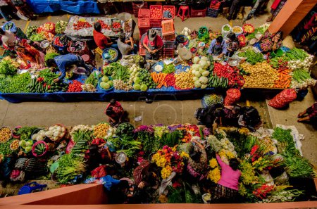 Photo for Guatemala chichicastenango - october 26, 2016, Top view at the vegetable market in chichicastenango Guatemal, central america. - Royalty Free Image