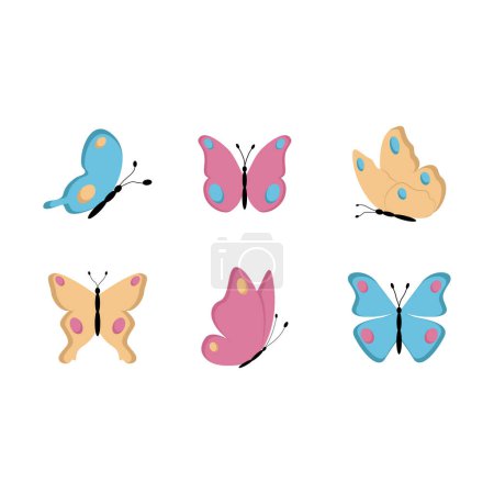 Foto de Icono de mariposa. Mariposas coloridas acuarela aislada sobre fondo blanco. ilustración vectorial - Imagen libre de derechos