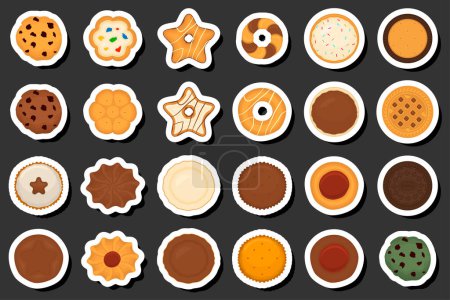 Illustration for Illustration on theme fresh sweet tasty cookie of consisting various ingredients, cookie of different edible food, design cookie this cool meal for restaurant, cafe and bar - Royalty Free Image