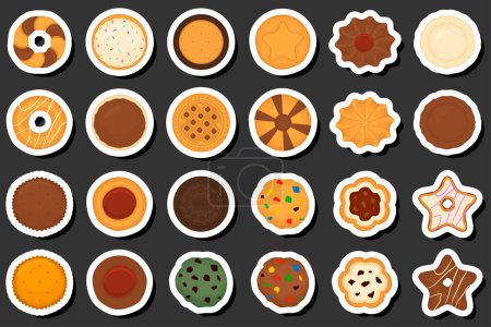 Illustration for Illustration on theme fresh sweet tasty cookie of consisting various ingredients, cookie of different edible food, design cookie this cool meal for restaurant, cafe and bar - Royalty Free Image