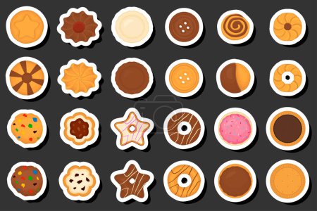 Illustration on theme fresh sweet tasty cookie of consisting various ingredients, cookie of different edible food, design cookie this cool meal for restaurant, cafe and bar