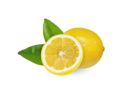 Téléchargez les photos : Gros plan fruits de citron frais isolés sur fond blanc, nourriture et concept sain - en image libre de droit