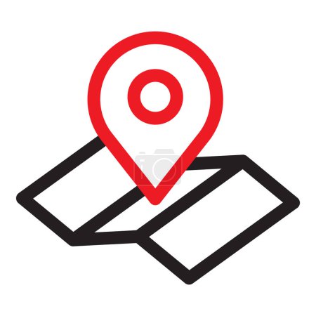 Illustration for Map with pin, geo locate, pointer icon. maps and navigation vector illustration. - Royalty Free Image