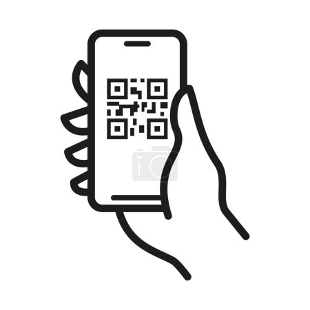Ilustración de Escaneo de código QR al icono del teléfono inteligente. Código Qr para el pago, ilustración vectorial de verificación - Imagen libre de derechos