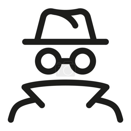 Illustration for Spy agent searching outline icon. Anonymous or Incognito Vector illustration. - Royalty Free Image