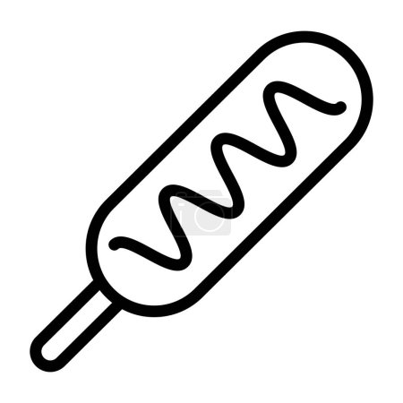 Illustration for Corn dog or Sausage in the dough linear icon. Corndog symbol vector illustration. - Royalty Free Image