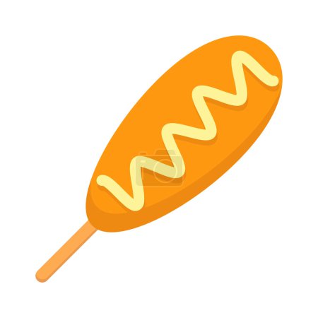 Illustration for Corn dog or Sausage in the dough icon. Flat style vector illustration. - Royalty Free Image