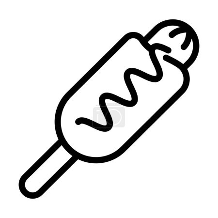 Illustration for Bite Corn dog or Sausage in the dough linear icon. Corndog symbol vector illustration. - Royalty Free Image