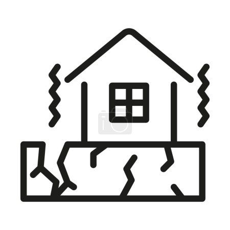 Foto de Earthquake broken house line style icon. Earthquake Insurance outline vector illustration - Imagen libre de derechos