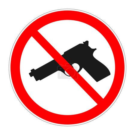 Illustration for No gun, Handgun Prohibition sign, Pistol gun with Ban sign, vector - Royalty Free Image