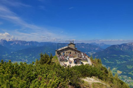 Photo for The Kehlsteinhaus is a Nazi-constructed building erected atop the summit of the Kehlstein, a rocky outcrop that rises above Obersalzberg near the southeast German town of Berchtesgaden. It was used exclusively by members of the Nazi Party for governm - Royalty Free Image