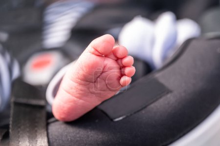 Photo for Sweet tiny feet of Newborn baby sleeping Selective focus. - Royalty Free Image