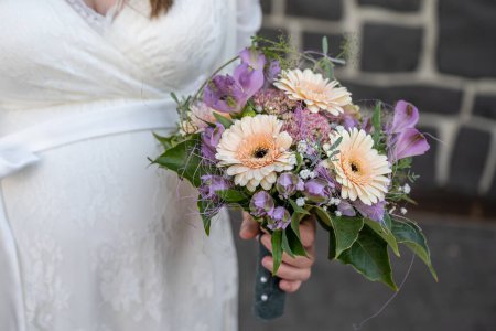 Photo for Bride holding Bouquet in female hands. Flowers for the wedding. - Royalty Free Image