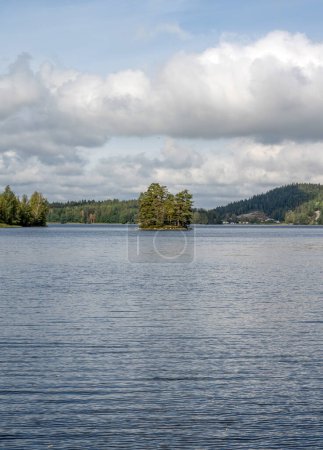 Photo for Lake Ragnerudssjoen in Dalsland Sweden beautiful nature forest pinetree swedish houses. - Royalty Free Image