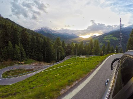 Photo for Serfaus, Tirol, Austria lift alpine road mountain bike Bikepark downhill. - Royalty Free Image