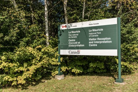 Photo for Entry Sign in La Mauricie National Park Quebec, Canada on a beautiful day. - Royalty Free Image