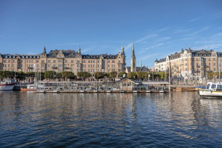 Photo for 27.09.2021 Sweden Stockholm view of Strandvagen boulevard and Ostermalm district on a sunny day. - Royalty Free Image