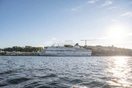 Photo for 27.09.2021 Stockholm Sweden Cruise boat Viking MS Cinderella ship docked in stockholm. - Royalty Free Image