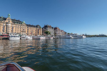 Photo for 27.09.2021 Sweden Stockholm view of Strandvagen boulevard and Ostermalm district on a sunny day. - Royalty Free Image