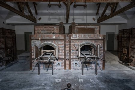 Dachau, Deutschland - Ofen im Krematorium des Konzentrationslagers Dachau für die Verbrennung von Toten.