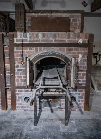 Photo for Dachau, Germany - Oven in the crematorium at the Dachau concentration camp for burning dead. - Royalty Free Image