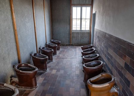 Dachau Toilettes pour prisonniers Camping de concentration.