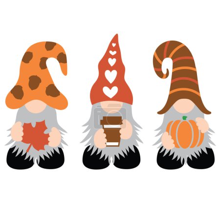 Téléchargez les illustrations : Citrouille Épice Octobre Gnome Set - en licence libre de droit