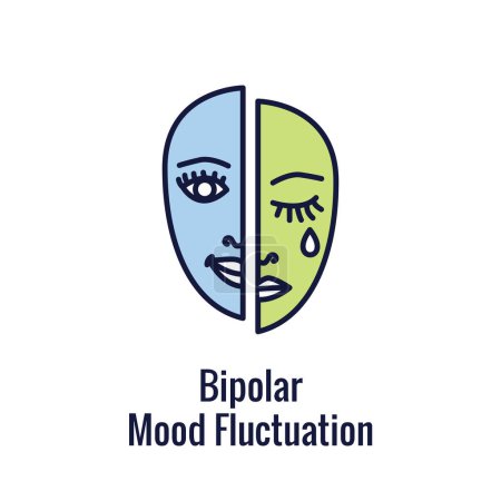 Illustration for Bipolar Disorder or Depression BP Icon Set Showing Mental Health Icons - Royalty Free Image