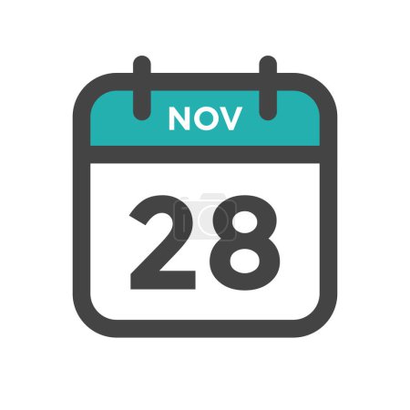 Illustration for November 28 Calendar Day or Calender Date for Deadline and Appointment - Royalty Free Image