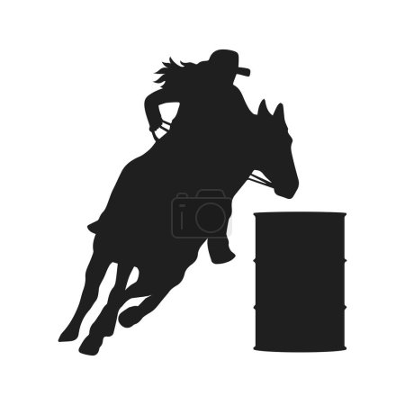 Barrel Racer with Female Horse and Rider Silhouette Image