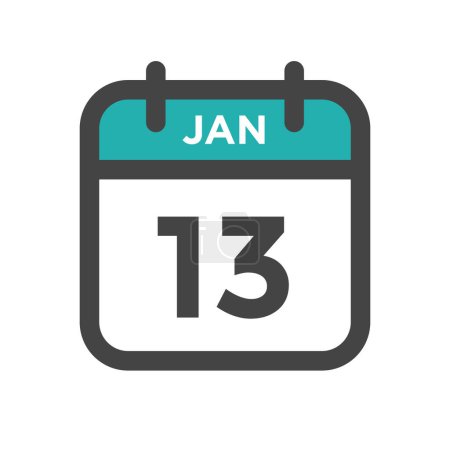 Téléchargez les illustrations : January 13 Calendar Day or Calender Date for Deadline and Appointment - en licence libre de droit